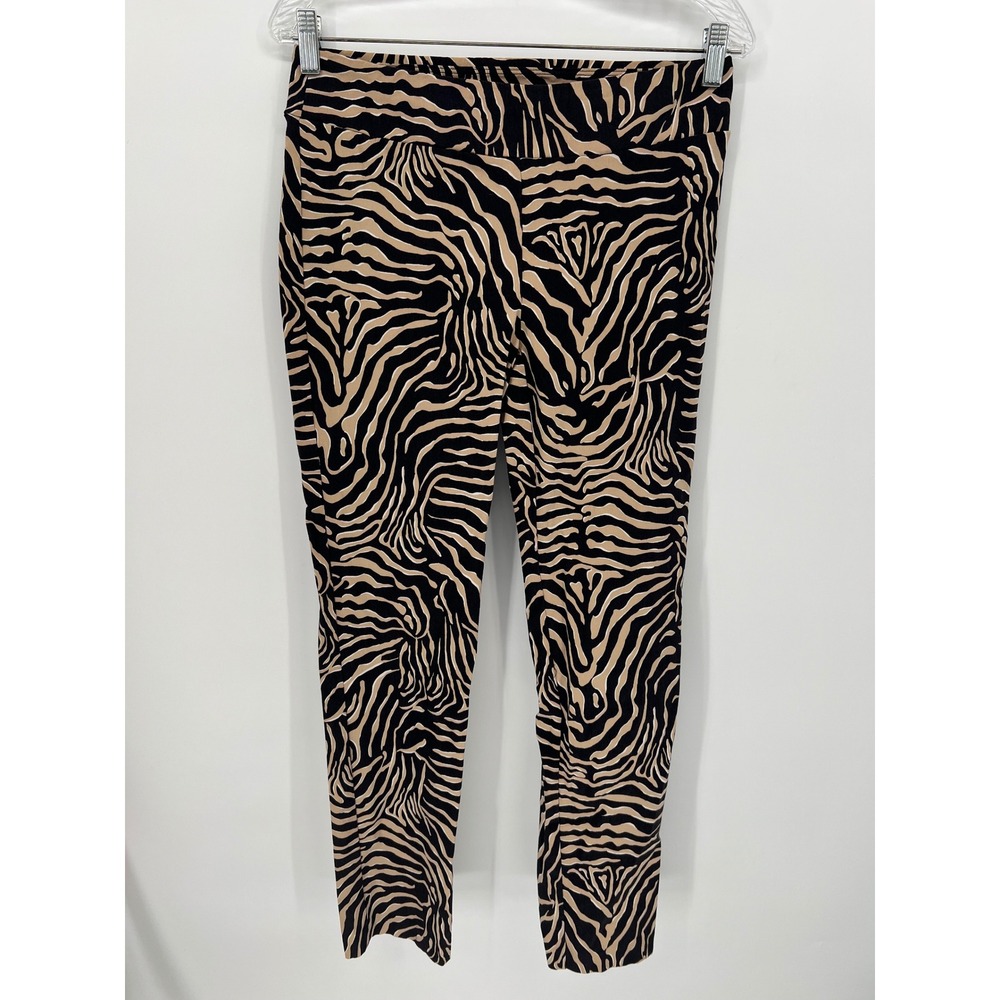 J.McLaughlin Womens Ankle Pants Zebra Animal Print Black Tan 8